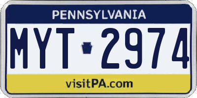 PA license plate MYT2974