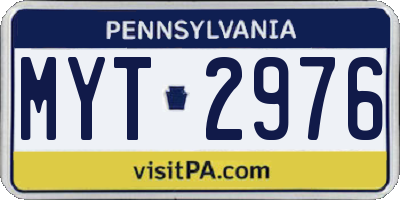 PA license plate MYT2976