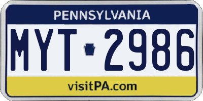 PA license plate MYT2986