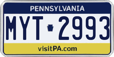 PA license plate MYT2993