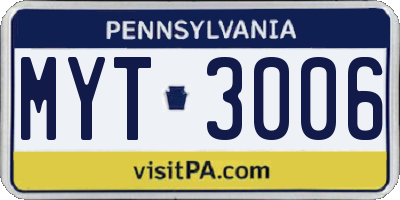 PA license plate MYT3006