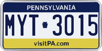 PA license plate MYT3015