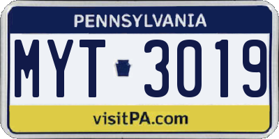 PA license plate MYT3019