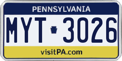 PA license plate MYT3026