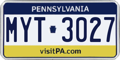 PA license plate MYT3027