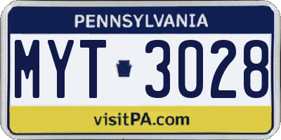 PA license plate MYT3028