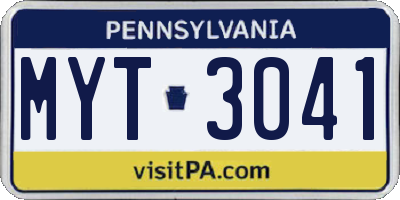 PA license plate MYT3041