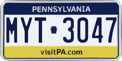 PA license plate MYT3047
