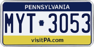 PA license plate MYT3053