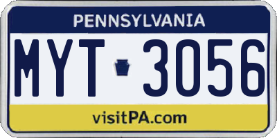 PA license plate MYT3056