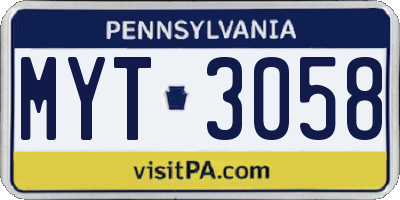 PA license plate MYT3058