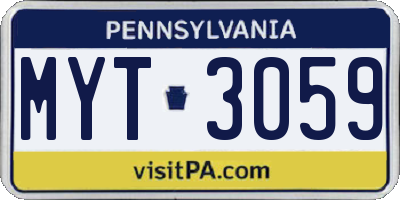 PA license plate MYT3059