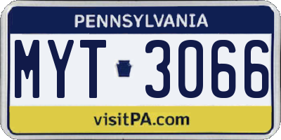 PA license plate MYT3066