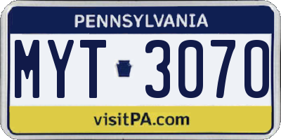 PA license plate MYT3070