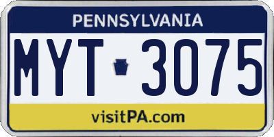 PA license plate MYT3075