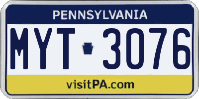 PA license plate MYT3076