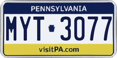 PA license plate MYT3077