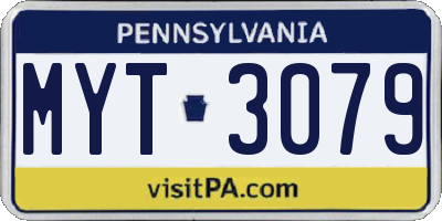 PA license plate MYT3079