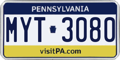 PA license plate MYT3080