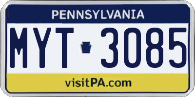 PA license plate MYT3085
