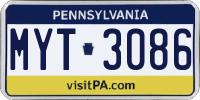PA license plate MYT3086