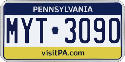 PA license plate MYT3090
