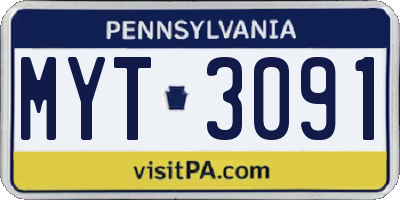 PA license plate MYT3091