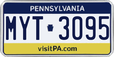 PA license plate MYT3095