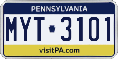 PA license plate MYT3101