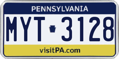 PA license plate MYT3128