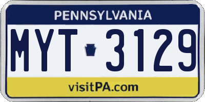 PA license plate MYT3129
