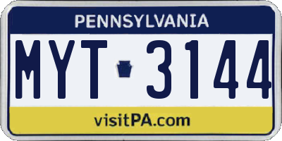 PA license plate MYT3144
