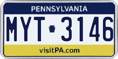 PA license plate MYT3146