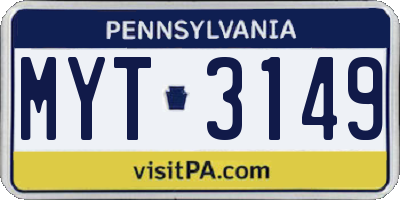 PA license plate MYT3149