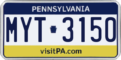 PA license plate MYT3150