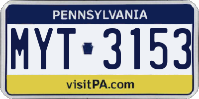 PA license plate MYT3153