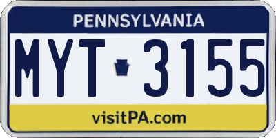 PA license plate MYT3155