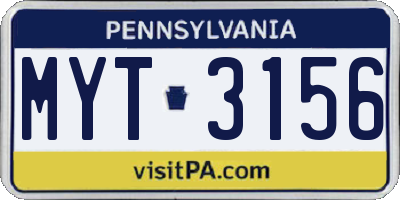 PA license plate MYT3156