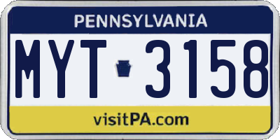 PA license plate MYT3158