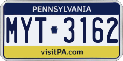 PA license plate MYT3162