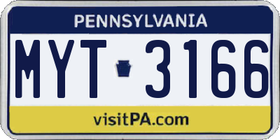 PA license plate MYT3166