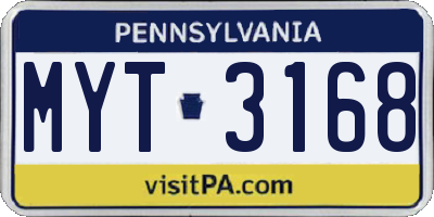 PA license plate MYT3168