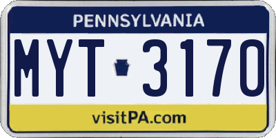 PA license plate MYT3170