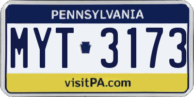 PA license plate MYT3173