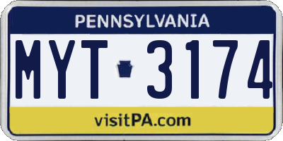 PA license plate MYT3174