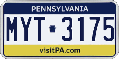 PA license plate MYT3175
