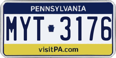 PA license plate MYT3176