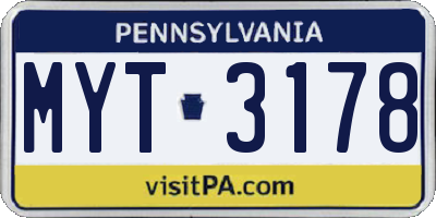 PA license plate MYT3178