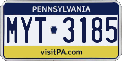 PA license plate MYT3185