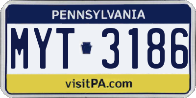 PA license plate MYT3186